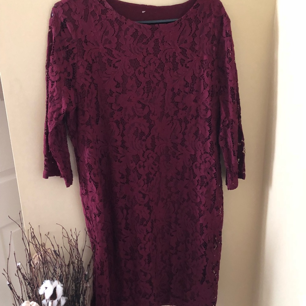Chico’s burgundy lace dress